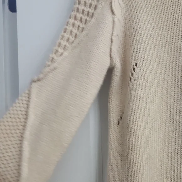 Sam Edelman Womens Sweater Long Sleeve Cream Wool Blend Side Slits. SZ Medium - Picture 4 of 13